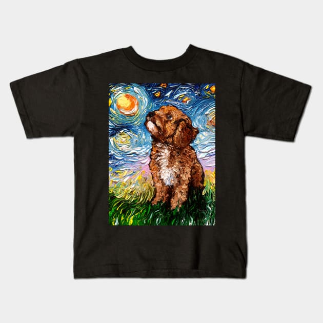 Cavapoo Night Kids T-Shirt by sagittariusgallery